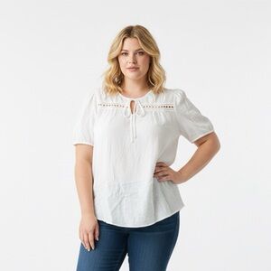 Elegant White Blouse with Lace Detail